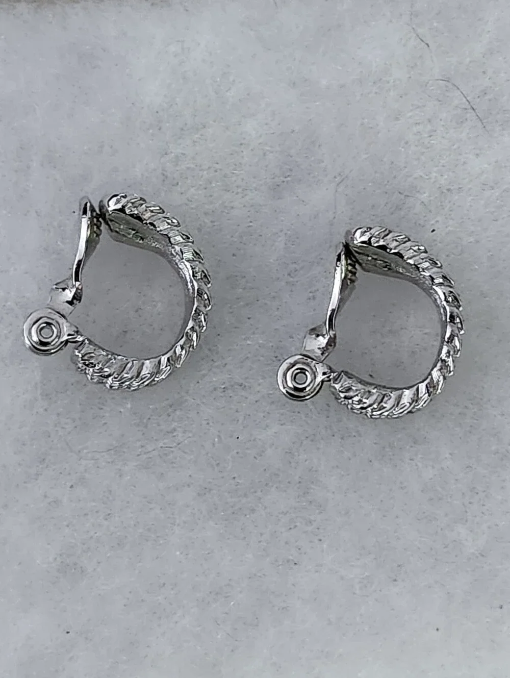 Monet Silver Tone Textured Hoop Clip On Earrings